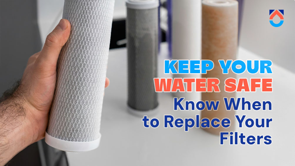 Close-up of a carbon filter being replaced in a residential filtration system
